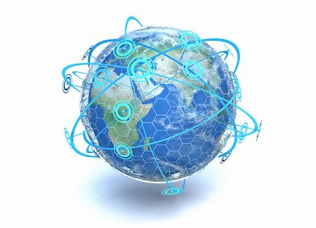 pablo631 (artist) - A 3D render of the earth showing crossing network communication lines around the globe Fotografie stock - Microstock e Abbonamento, Codice: 400-06385075