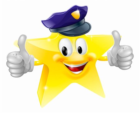 simsearch:400-06525993,k - Star policeman cartoon of a star police character smiling and doing a thumbs up Foto de stock - Super Valor sin royalties y Suscripción, Código: 400-06385517