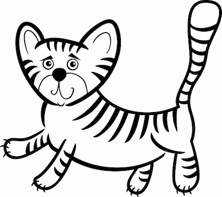 simsearch:400-08651005,k - Cartoon Humorous Illustration of Cute Little Tiger for Coloring Book Stock Photo - Budget Royalty-Free & Subscription, Code: 400-06385971