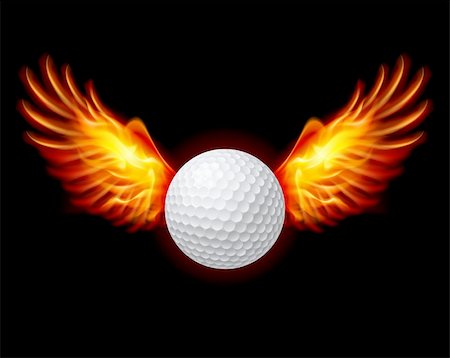 simsearch:400-07252716,k - Golf-Fiery wings, a color illustration on a black background Fotografie stock - Microstock e Abbonamento, Codice: 400-06386326