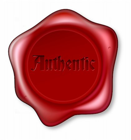embossed seal - Red wax seal bearing the word authentic. Guarantee of being genuine or authenticity Stock Photo - Budget Royalty-Free & Subscription, Code: 400-06386866