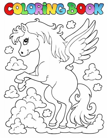 simsearch:400-08348836,k - Coloring book pegasus theme 1 - vector illustration. Stock Photo - Budget Royalty-Free & Subscription, Code: 400-06386910