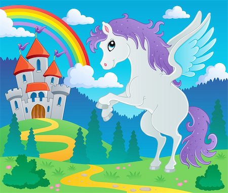 simsearch:400-08348836,k - Fairy tale pegasus theme image 2 - vector illustration. Stock Photo - Budget Royalty-Free & Subscription, Code: 400-06386924