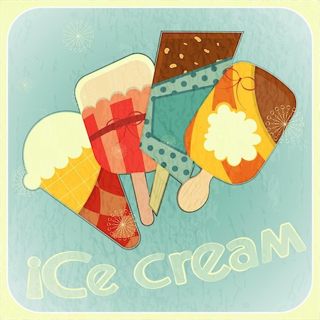 simsearch:400-08189124,k - Ice cream retro card - Cover Ice Cream Menu  - vector illustration Stock Photo - Budget Royalty-Free & Subscription, Code: 400-06387289