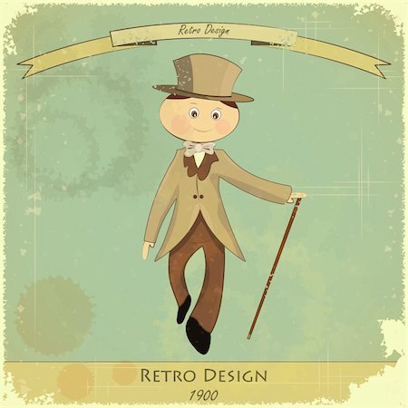 Vintage poster men fashion - cartoon gentleman on retro background - vector illustration Foto de stock - Super Valor sin royalties y Suscripción, Código: 400-06387304