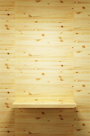 simsearch:400-04376130,k - empty wood shelf on wall, 3d render Stock Photo - Budget Royalty-Free & Subscription, Code: 400-06387309