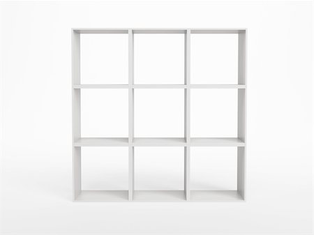 simsearch:400-08863068,k - modern white bookcase, 3d render Fotografie stock - Microstock e Abbonamento, Codice: 400-06387324