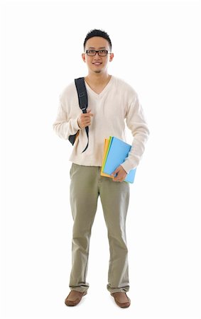 Full body Asian adult student standing over white background Stock Photo - Budget Royalty-Free & Subscription, Code: 400-06387444