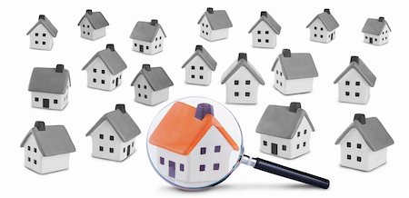 simsearch:400-07952800,k - Conceptual image of the search and inspection of the house.Isolated on a white background Fotografie stock - Microstock e Abbonamento, Codice: 400-06387894