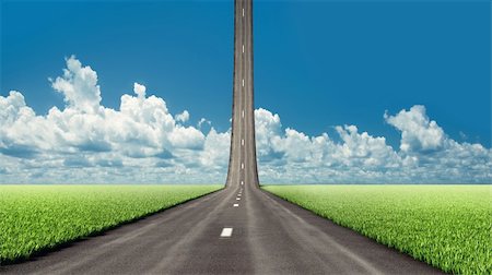 asphalt road, going to the sky (illustrated concept) Foto de stock - Super Valor sin royalties y Suscripción, Código: 400-06387960