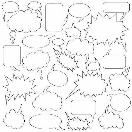 sketchy - comics bubble collection white and black border Stock Photo - Budget Royalty-Free & Subscription, Code: 400-06388028
