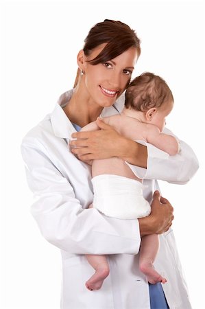 simsearch:400-04114664,k - female doctor holding a baby on white isolated background Foto de stock - Royalty-Free Super Valor e Assinatura, Número: 400-06388214