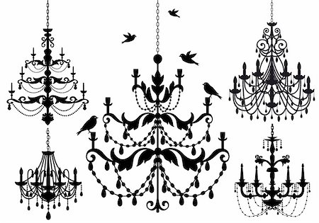antique chandelier set, vector background illustration Stock Photo - Budget Royalty-Free & Subscription, Code: 400-06388498