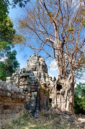 simsearch:400-06391595,k - Jungle se développe à travers les ruines du temple de Ta Som à Siem Reap, Cambodge Photographie de stock - Aubaine LD & Abonnement, Code: 400-06388871