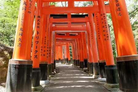 simsearch:400-07771861,k - Famous shinto shrine of Fushimi Inari Taisha near Kyoto includes around 1300 orange torii gates, Japan Foto de stock - Super Valor sin royalties y Suscripción, Código: 400-06388920