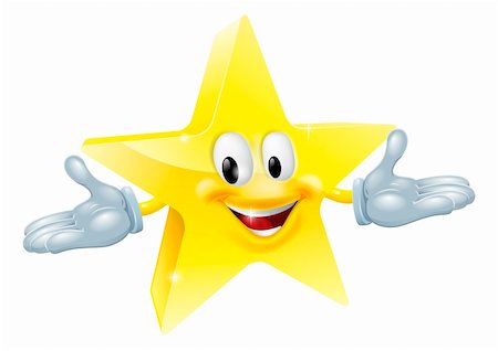 An illustration of a smiling gold star character Stock Photo - Budget Royalty-Free & Subscription, Code: 400-06389285