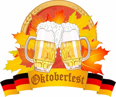 simsearch:400-06389296,k - Oktoberfest design with beer glasses Stock Photo - Budget Royalty-Free & Subscription, Code: 400-06389296