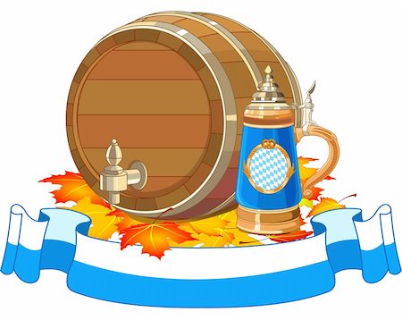 simsearch:400-06389296,k - Decorative Oktoberfest design with beer keg and mug Stock Photo - Budget Royalty-Free & Subscription, Code: 400-06389297