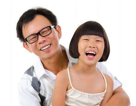 simsearch:400-07517983,k - Happy smiling Asian girl and father, isolated on white background Foto de stock - Super Valor sin royalties y Suscripción, Código: 400-06389649