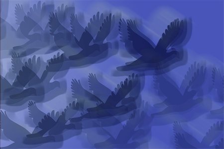 Abstract design of birds in flight on blue Stock Photo - Budget Royalty-Free & Subscription, Code: 400-06383954