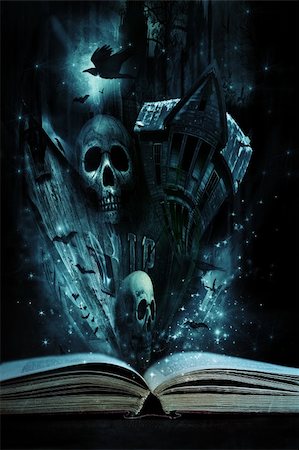 Livre d'histoire ouvert avec des histoires d'Halloween à venir vivant Photographie de stock - Aubaine LD & Abonnement, Code: 400-06394298