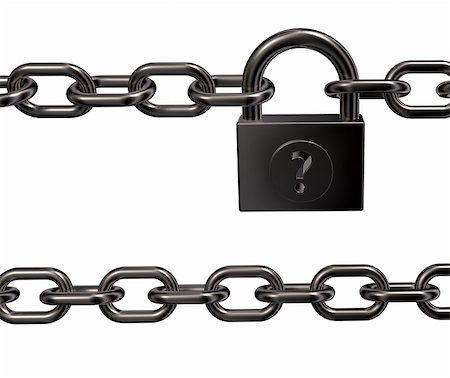 simsearch:400-04212998,k - padlock with question mark and chains on white background - 3d illustration Foto de stock - Royalty-Free Super Valor e Assinatura, Número: 400-06394424