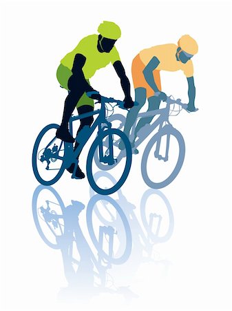 Two cyclists in the bicycle race. Sport illustration. Foto de stock - Super Valor sin royalties y Suscripción, Código: 400-06394744