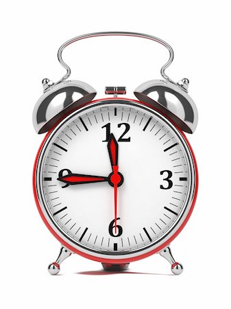 simsearch:400-04293721,k - Red Old Style Alarm Clock. Isolated on White. Fotografie stock - Microstock e Abbonamento, Codice: 400-06394768