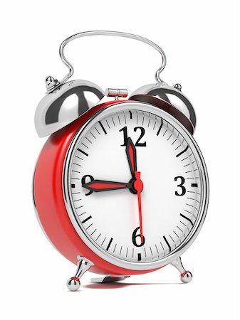 simsearch:400-04293721,k - Red Old Style Alarm Clock. Isolated on White. Fotografie stock - Microstock e Abbonamento, Codice: 400-06394769