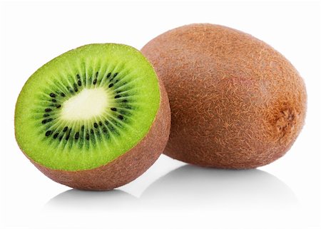 simsearch:400-06087589,k - Ripe kiwi fruit with half isolated on white background Foto de stock - Royalty-Free Super Valor e Assinatura, Número: 400-06394933