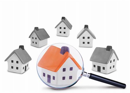 simsearch:400-07952800,k - Conceptual image of the search and inspection of the house.Isolated on a white background Fotografie stock - Microstock e Abbonamento, Codice: 400-06395234