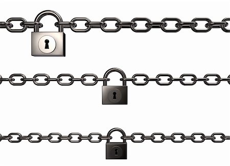chains and padlocks on white background - 3d illustration Stock Photo - Budget Royalty-Free & Subscription, Code: 400-06395284
