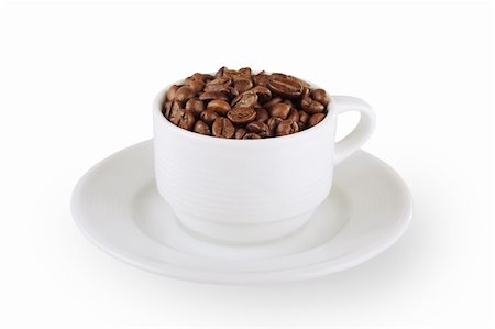 cup of coffee beans  isolated on white background Stock Photo - Budget Royalty-Free & Subscription, Code: 400-06395304