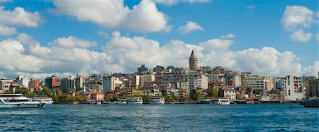 simsearch:700-05803492,k - Panoramic cityscape over the Bosphorus River in Istanbul Turkey with a large residential area and Galata Tower Stock Photo - Budget Royalty-Free & Subscription, Code: 400-06395366