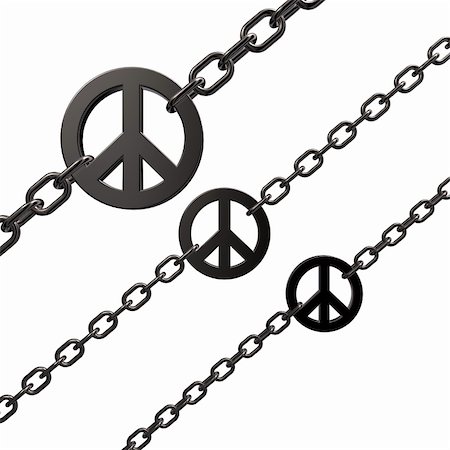 simsearch:400-06419591,k - chains with metal peace symbol on white background - 3d illustration Stock Photo - Budget Royalty-Free & Subscription, Code: 400-06395465
