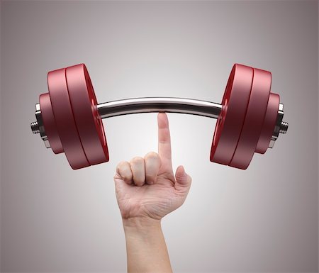 finger muscles - Weight lifting with just one finger. Concept of strength and training. Stock Photo - Budget Royalty-Free & Subscription, Code: 400-06395476