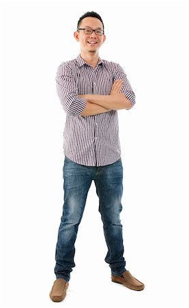 Full body casual Asian male standing over white background Stock Photo - Budget Royalty-Free & Subscription, Code: 400-06395600