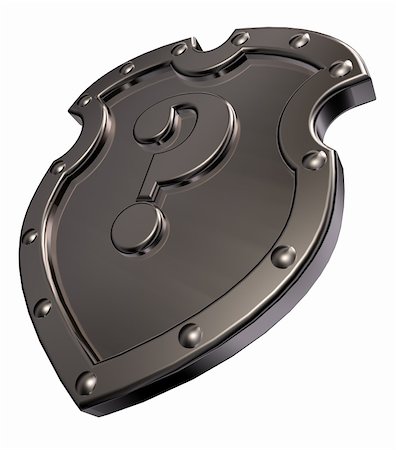 simsearch:400-04661440,k - metal shield with question mark on white background - 3d illustration Fotografie stock - Microstock e Abbonamento, Codice: 400-06395865