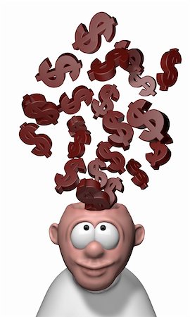 simsearch:400-06088629,k - cartoon guy with dollar symbols over his head - 3d illustration Stock Photo - Budget Royalty-Free & Subscription, Code: 400-06395896