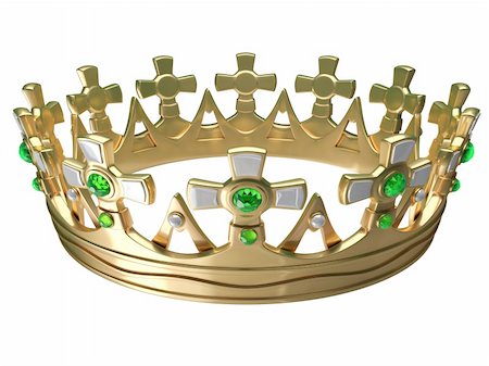 emerald gemstones - Royal gold crown isolated on a white background 3d Stock Photo - Budget Royalty-Free & Subscription, Code: 400-06395919