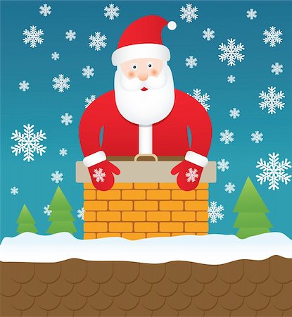 funny people on a roof - Santa Stuck in the Chimney Santa Claus is up on the rooftop, but he can't get down. Foto de stock - Super Valor sin royalties y Suscripción, Código: 400-06395920