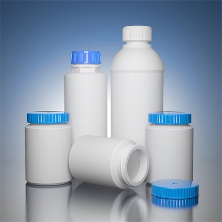 simsearch:400-08862116,k - Pill Bottles on Blue Background the Chemical or Medical Concept Stock Photo - Budget Royalty-Free & Subscription, Code: 400-06395975