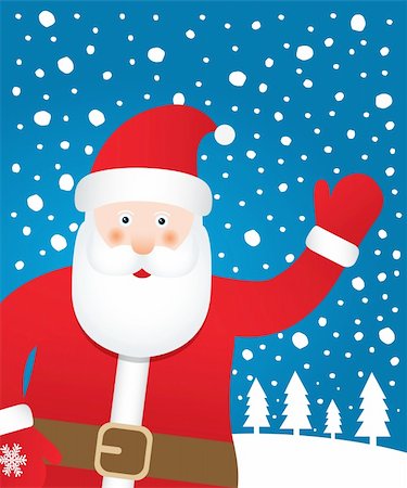 santa claus over snow landscape background. vector illustration Foto de stock - Super Valor sin royalties y Suscripción, Código: 400-06396005