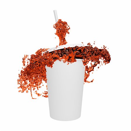 fizzy pop - White Fast Food Cup with Splash in Liquid from It Isolated on White. Stock Photo - Budget Royalty-Free & Subscription, Code: 400-06396123