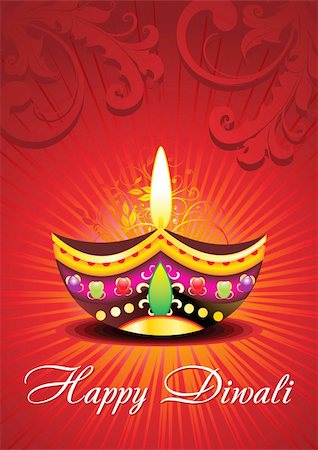 divine lamp light - abstract diwali card design vector illustration Stock Photo - Budget Royalty-Free & Subscription, Code: 400-06396140