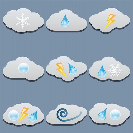 rain storm clouds lightening - Illustration set of clouds and storm clouds that carry precipitation. Stock Photo - Budget Royalty-Free & Subscription, Code: 400-06396229