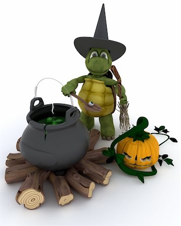 simsearch:400-05384268,k - Rendu 3D de tortue sorcière avec vasque de globes oculaires sur feu de bois Photographie de stock - Aubaine LD & Abonnement, Code: 400-06396345