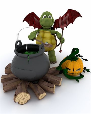 simsearch:400-05384268,k - Rendu 3D de Deamon tortue avec vasque de globes oculaires sur feu de bois Photographie de stock - Aubaine LD & Abonnement, Code: 400-06396342