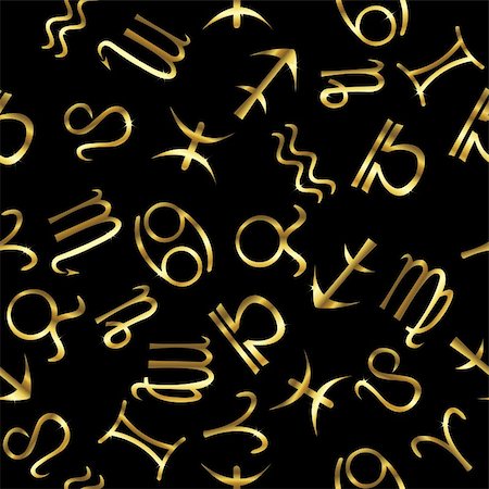 simsearch:400-04840529,k - Golden zodiacal signs over black background Stock Photo - Budget Royalty-Free & Subscription, Code: 400-06396429