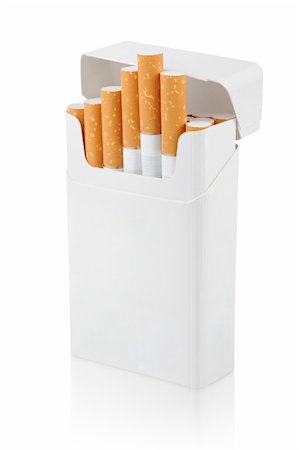 simsearch:696-05780738,k - Open pack of cigarettes stands vertically on white with clipping path Foto de stock - Super Valor sin royalties y Suscripción, Código: 400-06396475